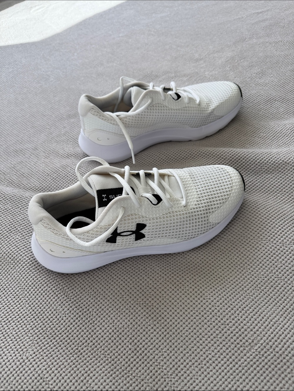 Under Armour White Athletic Running Shoes with Black Logo
